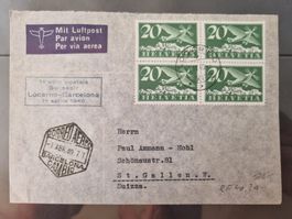 1940 : Flugpost Nr. 4y im VB auf Brief : KP 320.--