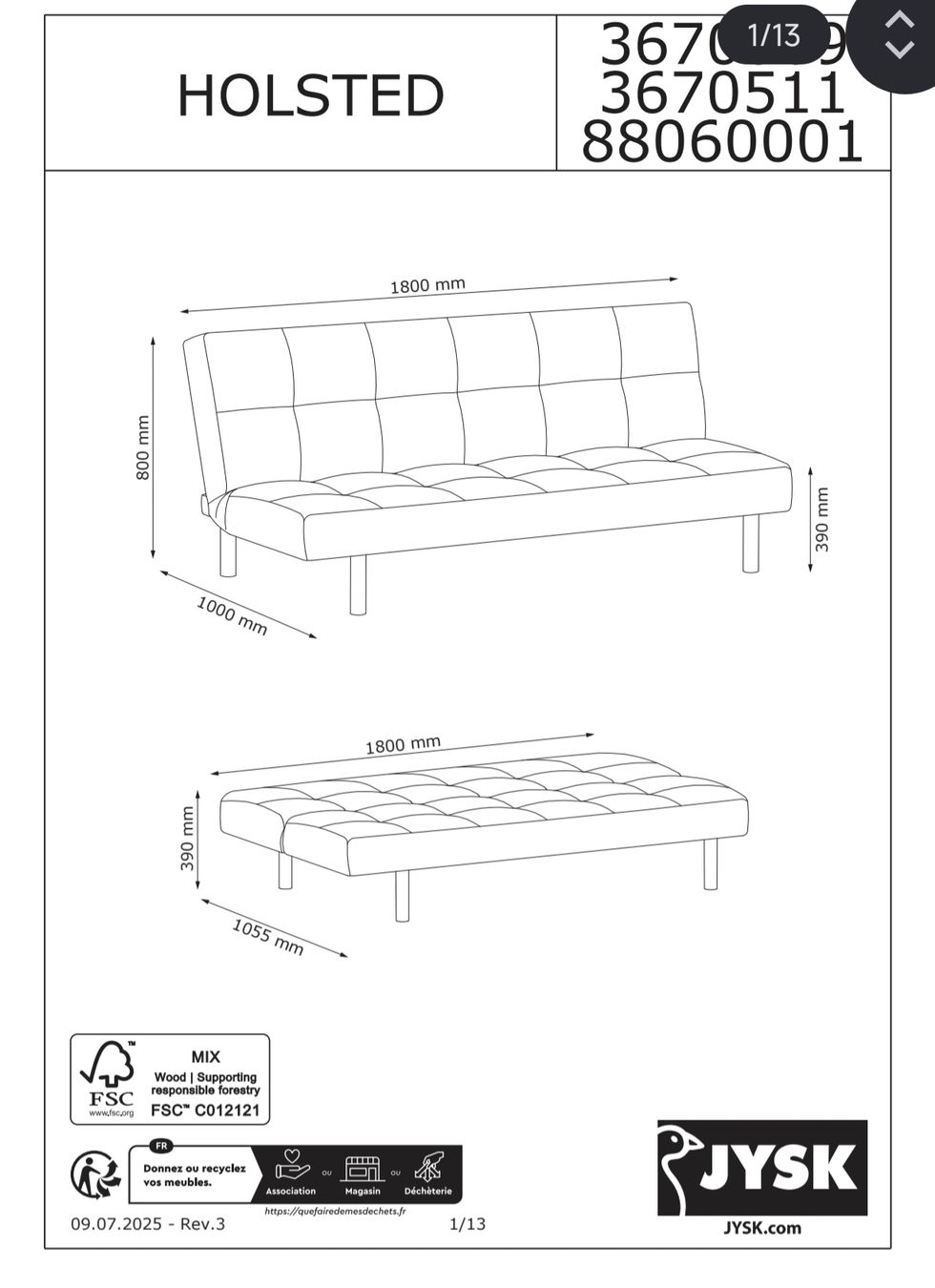 Sofas: jysk Holsted Schlafsofa Sofa Bettsofa – D'occasion à Reinach BL par MIL-HA 2
