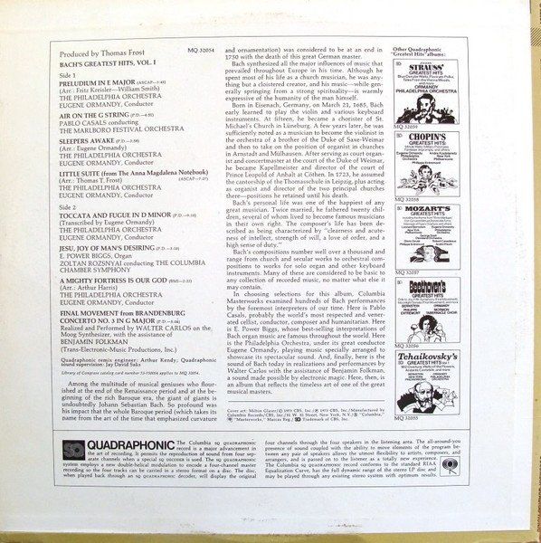 Dischi in vinile: Bach/Diverse: Bach's Greatest Hits LP Quadro – Nuovo (secondo la descrizione) da Steinhausen venduto da Vilivinili 1