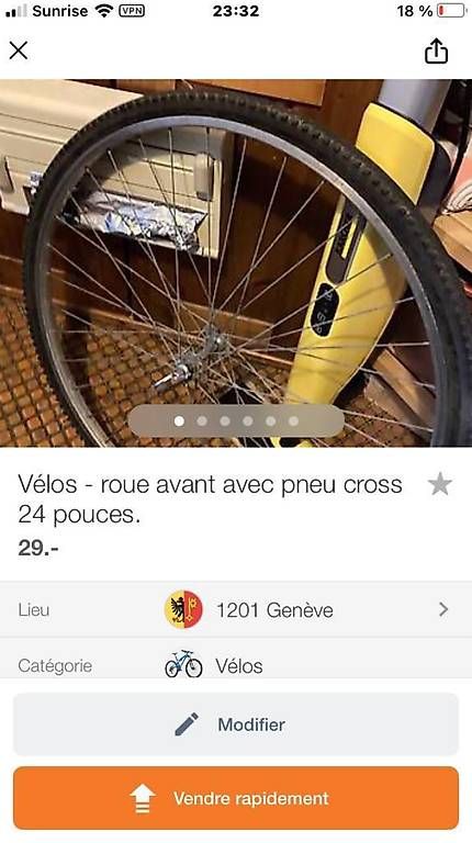 Pneus & Kompletträder: Roue avant avec pneu cross, 24 pouces – Gebraucht aus Genève von sbo_ks28