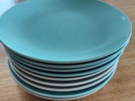 9 Frühstücks-Teller türkis/grau gut erhalten, IKEA