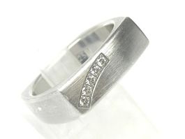 Ring Silber 925 + GZ  viereckig weisse Steine Gr.54