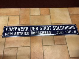Emailschild Pumpwerk Stadt Solothurn 100 x16 cm