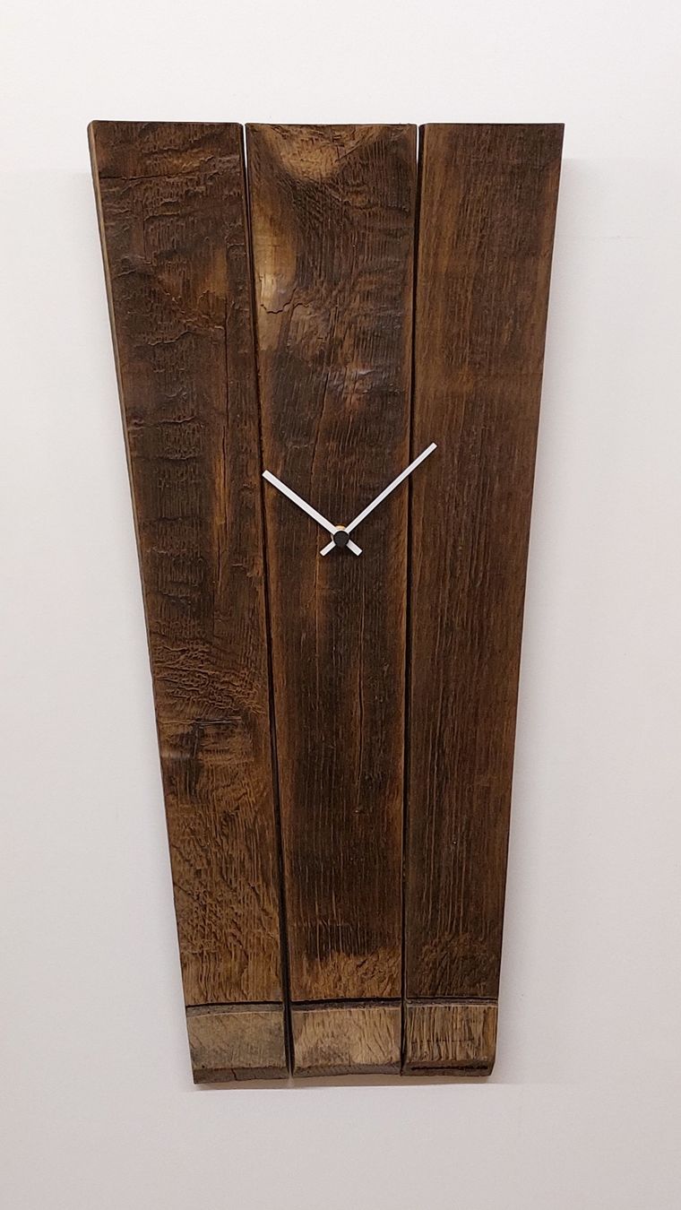 Uhren: Uhr aus Eichenfass-Dauben, Altholz Eiche – Neu und originalverpackt aus Egnach von Oldwoodstyle 1