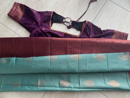 Saree in türkis violett (Neu)
