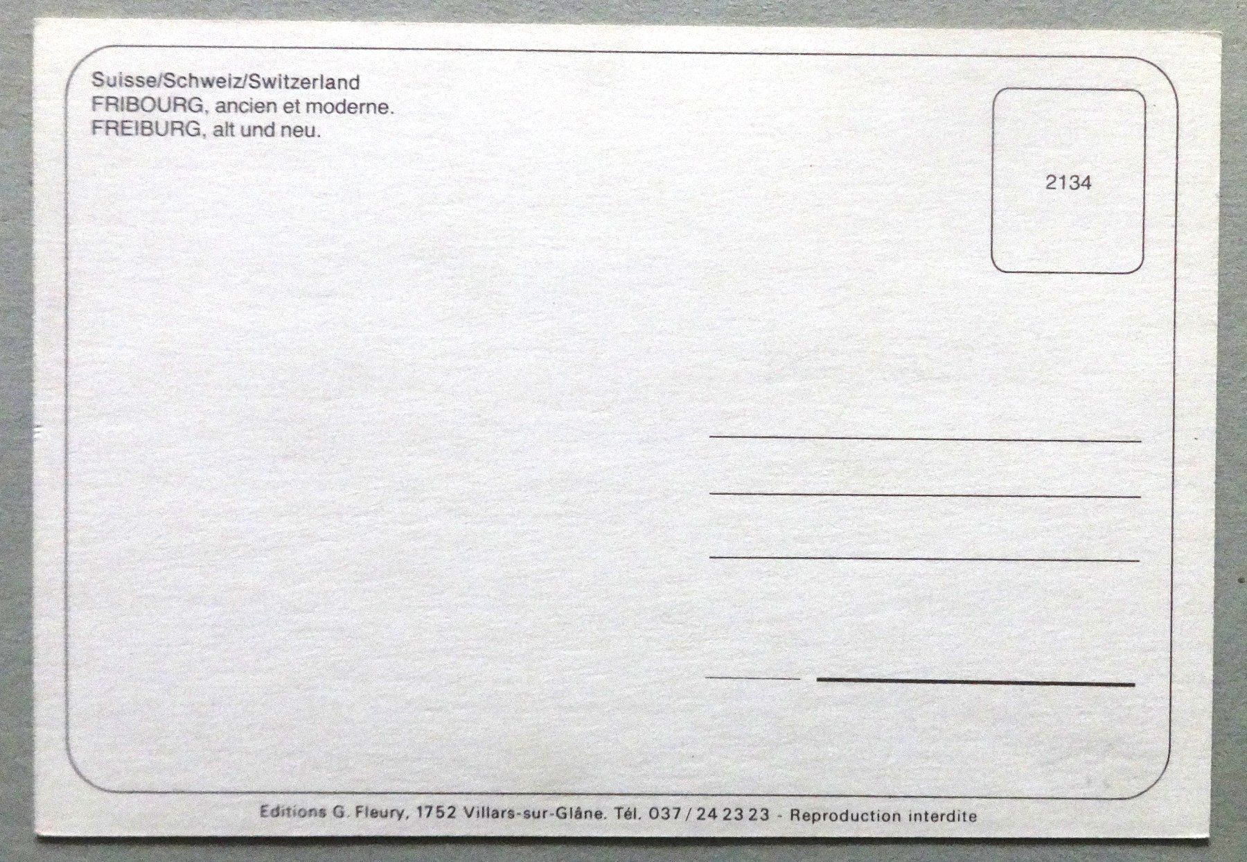 Cartoline postali: Fribourg, ancien et moderne – Usato da Fétigny venduto da Billy2miny 1