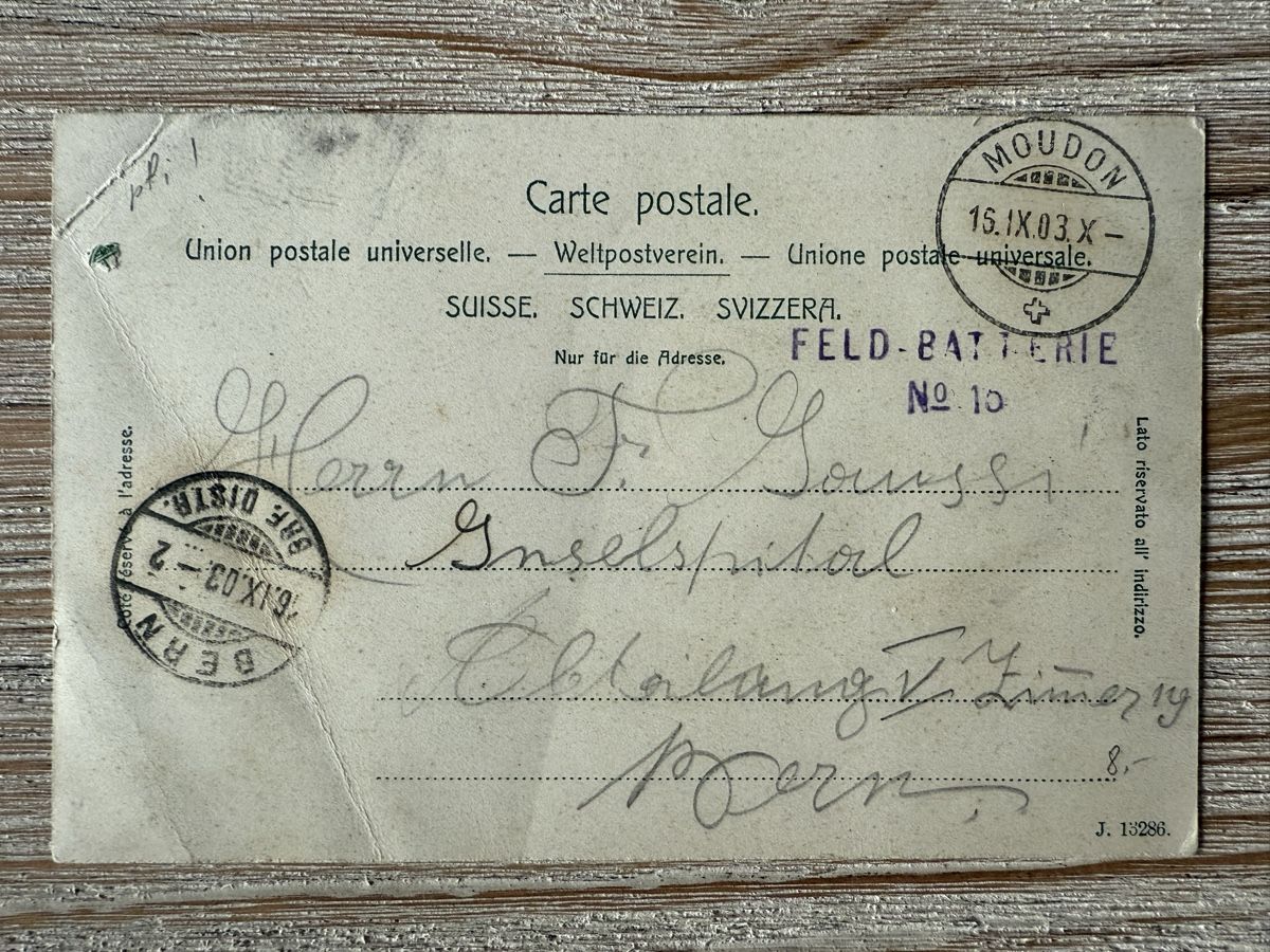 Cartoline postali: Carte postale Moudon - 1903 – Usato da Chapelle-sur-Moudon venduto da Chamard78 1