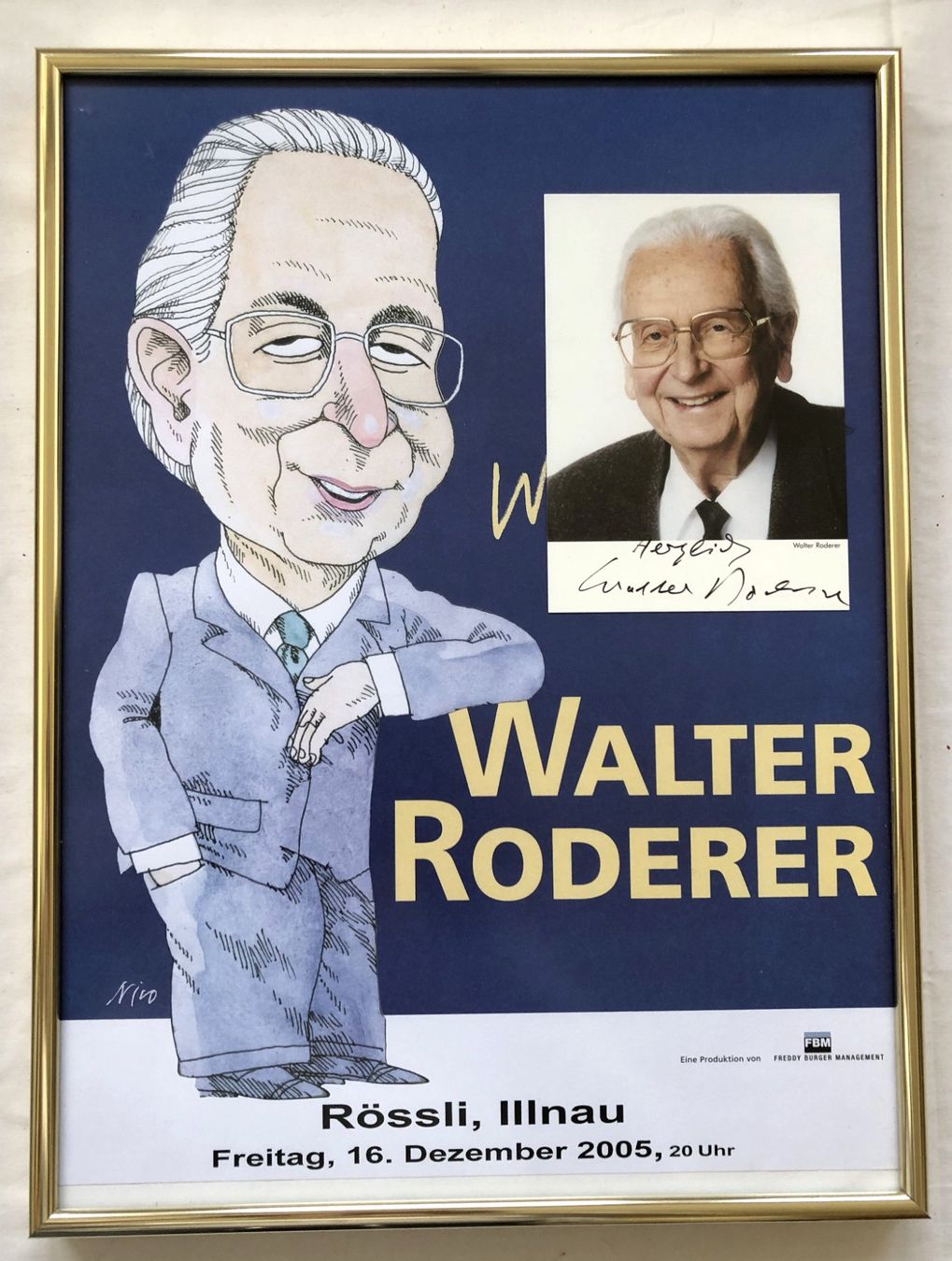 Autografi: Walter Roderer - Orig.Autogramm mit Plakat von Nico – Usato da Schaffhausen venduto da durruti