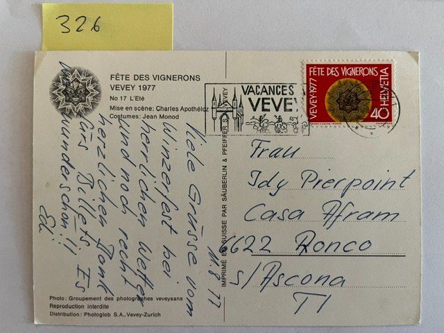 Cartoline postali: Fête des Vignerons Vevey 1977 – Usato da Niederwil AG venduto da dahu75 1