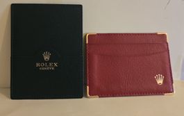 Porte-cartes Rolex cuir rouge et vert état neuf