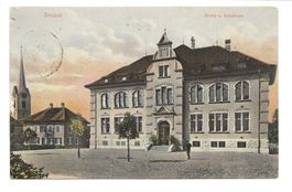 Sirnach (TG) Dorfpartie mit Kirche und Schulhaus - 1911