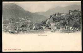 Bellinzona, Ortsansicht mit Festungsmaue