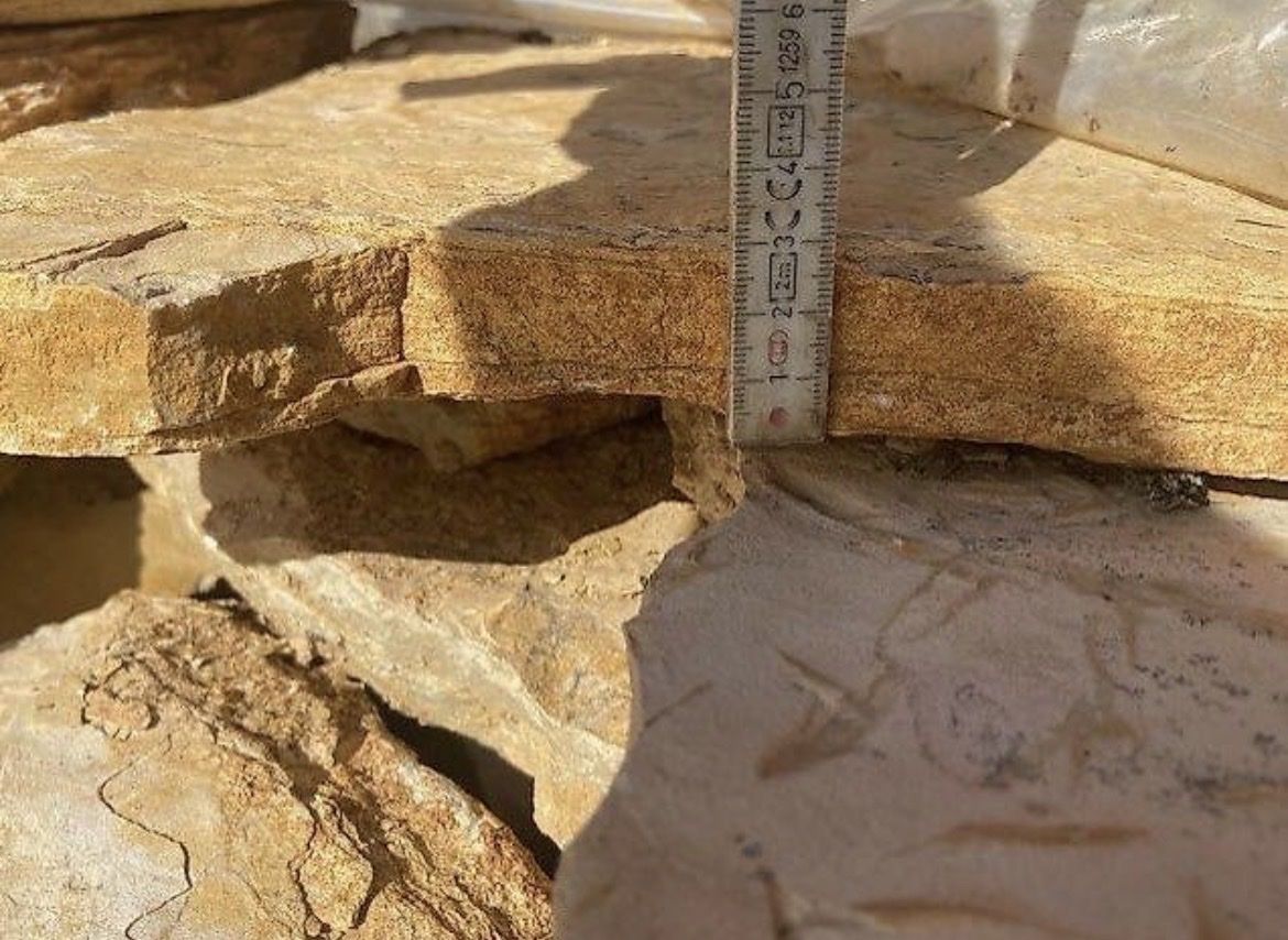 Tecnica del mosaico: Kalkstein-Polygonalplatten Formwild – Nuovo e nell'imballaggio originale da Büsserach venduto da Sito1979 1