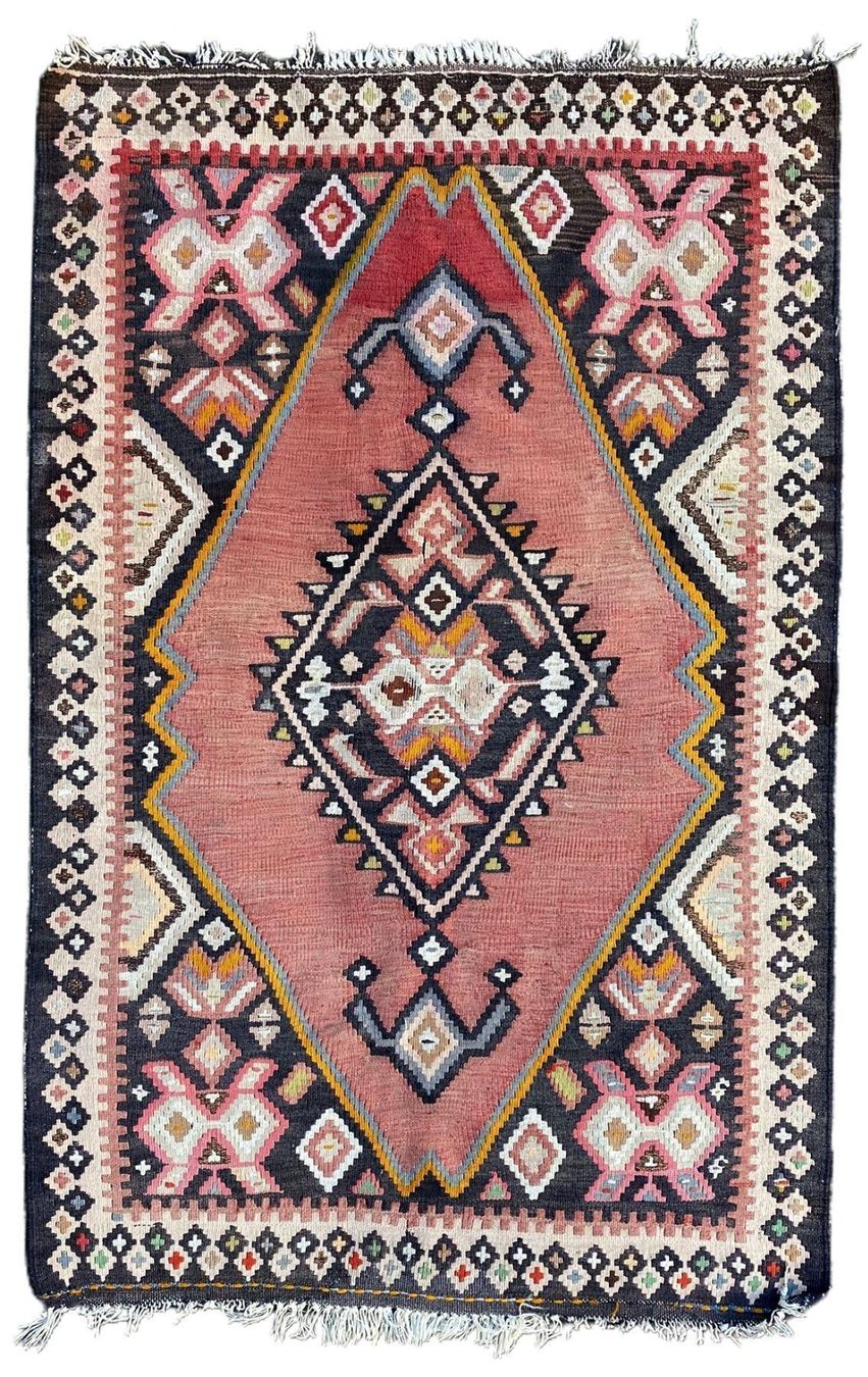 Kilim Teppiche: Kelimteppich, in sehr dekorativer Farbe – Gebraucht aus Eglisau von Teppichportal
