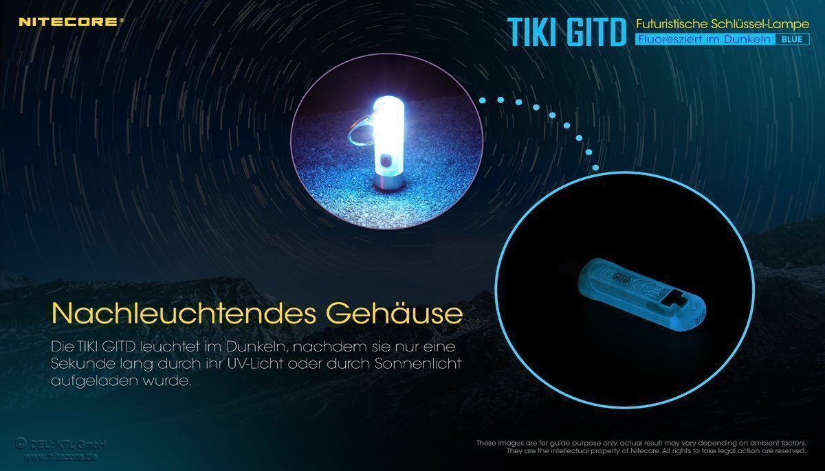 NiteCore Lampen: Nitecore TIKI GITD Blue-Glow in the dark – Neu und originalverpackt aus Grüningen von Prolumin 1
