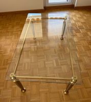 Couchtisch Glas Messing Metall Füsse, guter Zustand