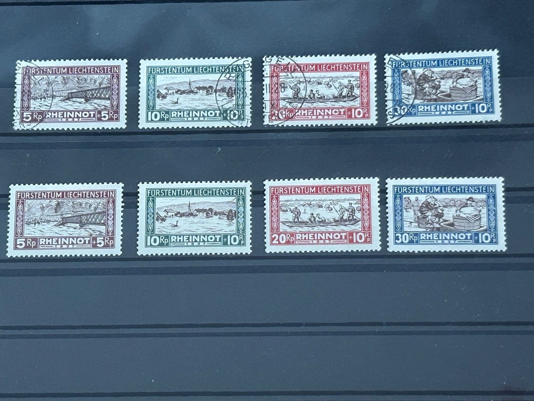 Tutti i francobolli: Rheinnot, Liechtenstein, gestempelt und postfrisch – Usato da Romanshorn venduto da luxcollect