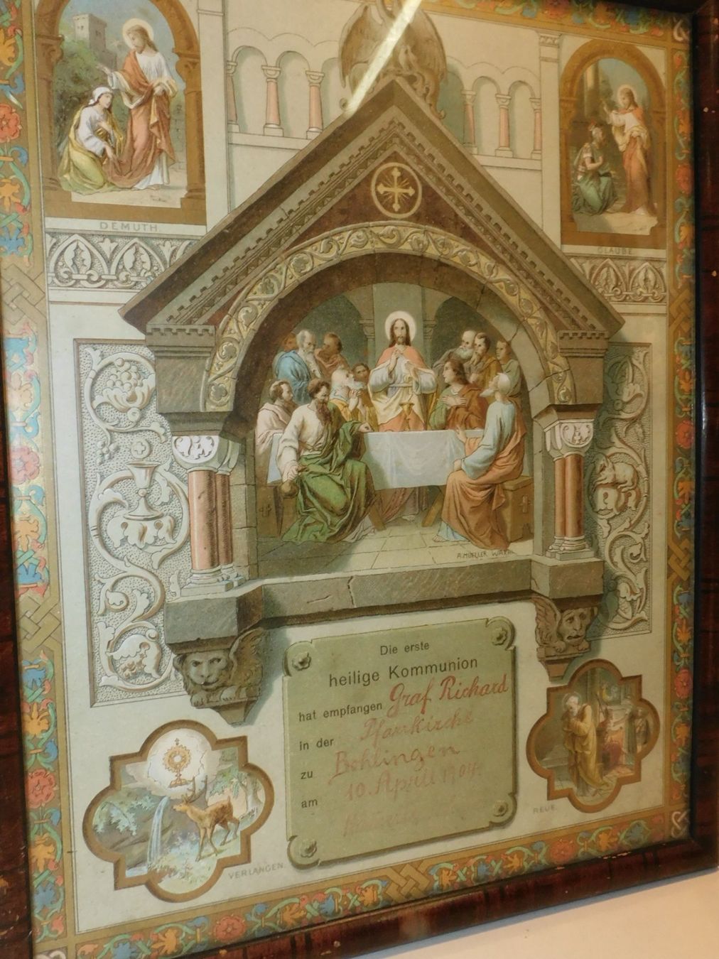 Grafica & Litografie: Bilderrahmen antik Religöser antike Graphik Litho – Usato da Sursee venduto da 76 4