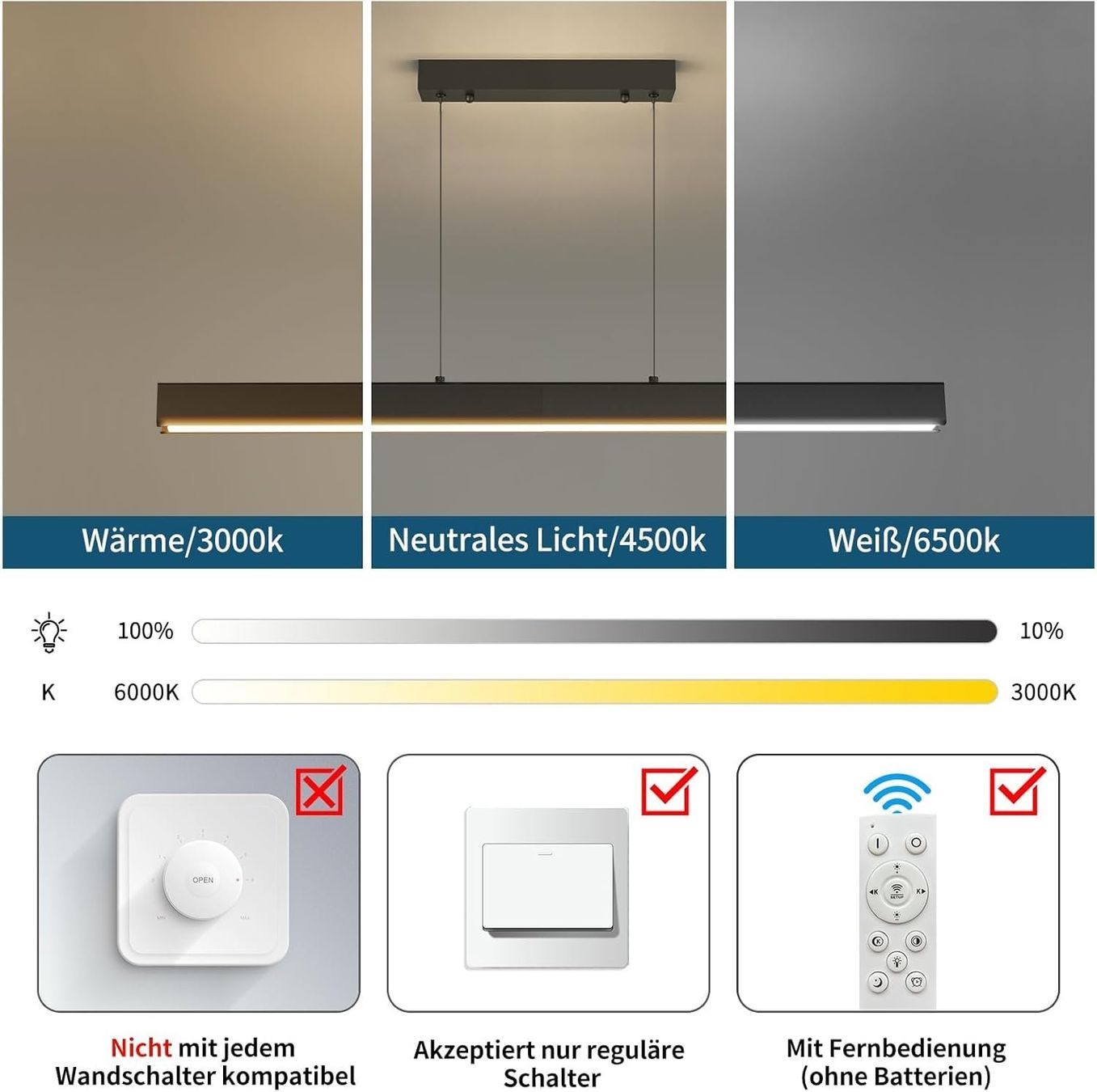 Lampadari & plafoniere: Esszimmerlampe dimmbar mit Ferbedienung 80cm – Nuovo e nell'imballaggio originale da Hundwil venduto da Pakethase 1