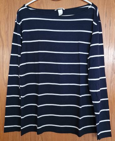 Damen XL Shirt, Langarmshirt, blau/weiss gestreift