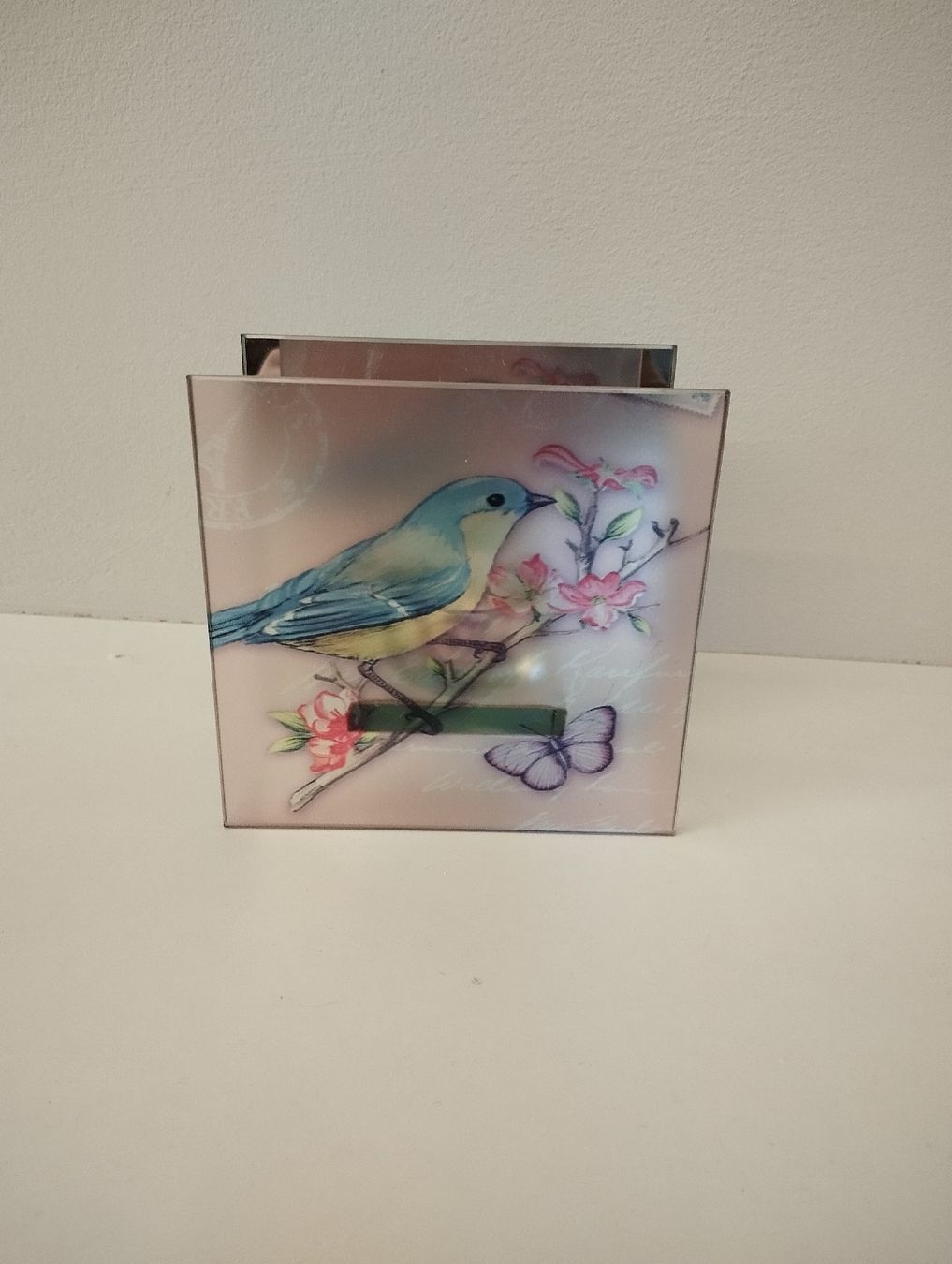 Portacandele: Romantisches Teelichthalter Vogel/Schmetterling,Glas – Usato da Matzendorf venduto da CRX1990