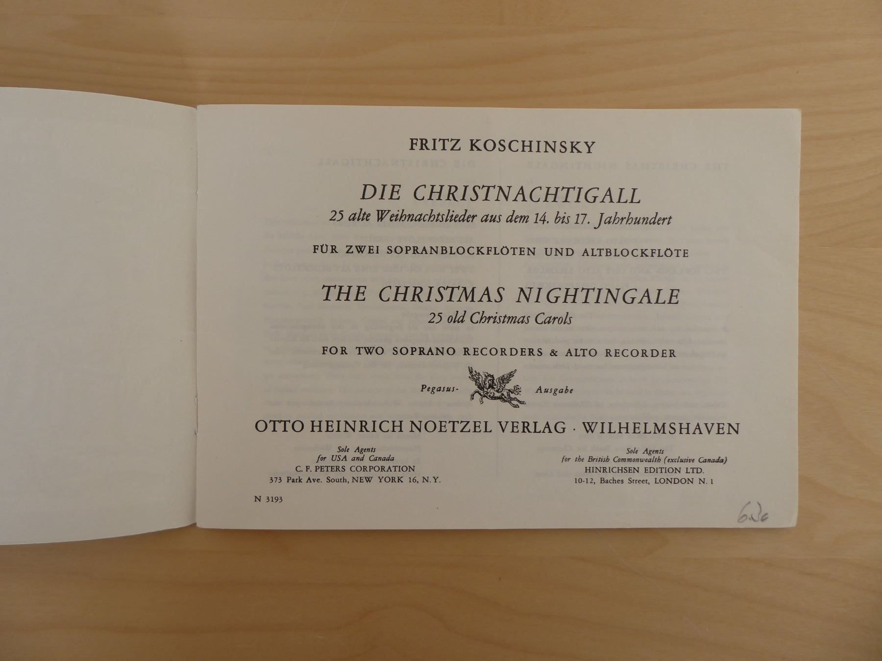 Libri: Die Christnachtigall, Koschinsky, Noetzel Verlag, 1960 – Usato da Turbenthal venduto da Nautop 1