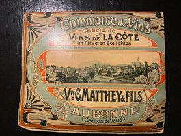 aubonne carton publicitaire Vins Mathey Werbe