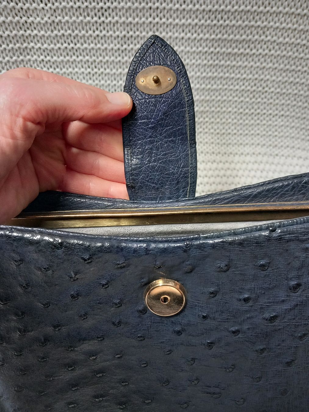 Taschen: Straussenleder Handtasche Vintage blau – Gebraucht aus Gwatt (Thun) von umwelt-brocki 3