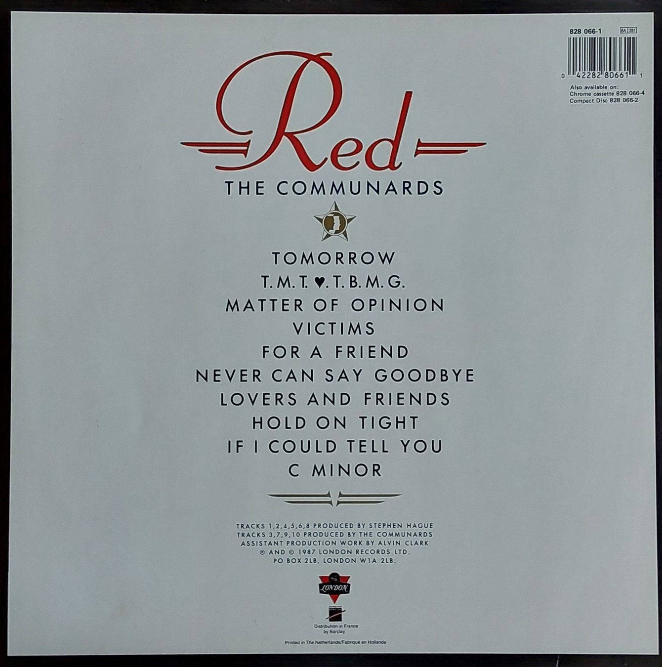 Vinyles: Vinyl LP - The Communards - Red - 1987 – D'occasion à Villeret par Fil11 1