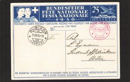 Bundesfeierkarte 1930,Nr.51l , 1 Segel Luftpost Bubikon