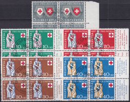 1957, PP B81-B85 Viererblöcke mit Ersttagsstempel Kat: 100.-