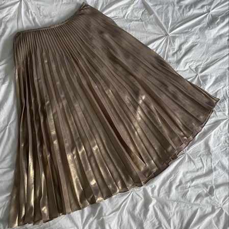 Karen Millen pleated gold midi skirt UK8