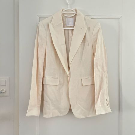 Leinenblazer von Mango – Creme – Größe 38