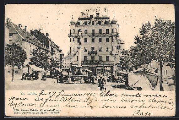 Cartes postales: Le Locle, Strassenpartie mit Geschäft u – D'occasion à Berlin par bartko-reher