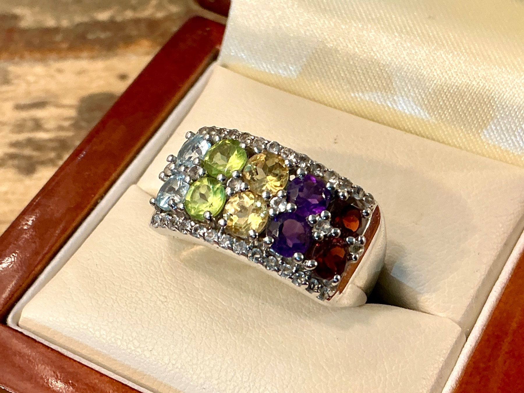Ringe: VINTAGE RING STERLING 925 BUNTE EDELSTEINE, GR.63 – Gebraucht aus Biglen von Limarkt