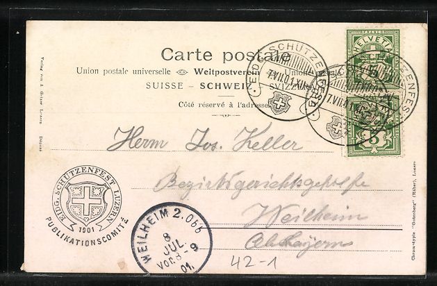 Cartoline postali: Luzern, Grosse Festhalle, Eidg. Schütze – Usato da Berlin venduto da bartko-reher 1