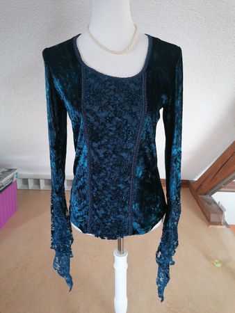 Samt Oberteil Boom Baba Schnürung Spitze Gothic Petrol 1size