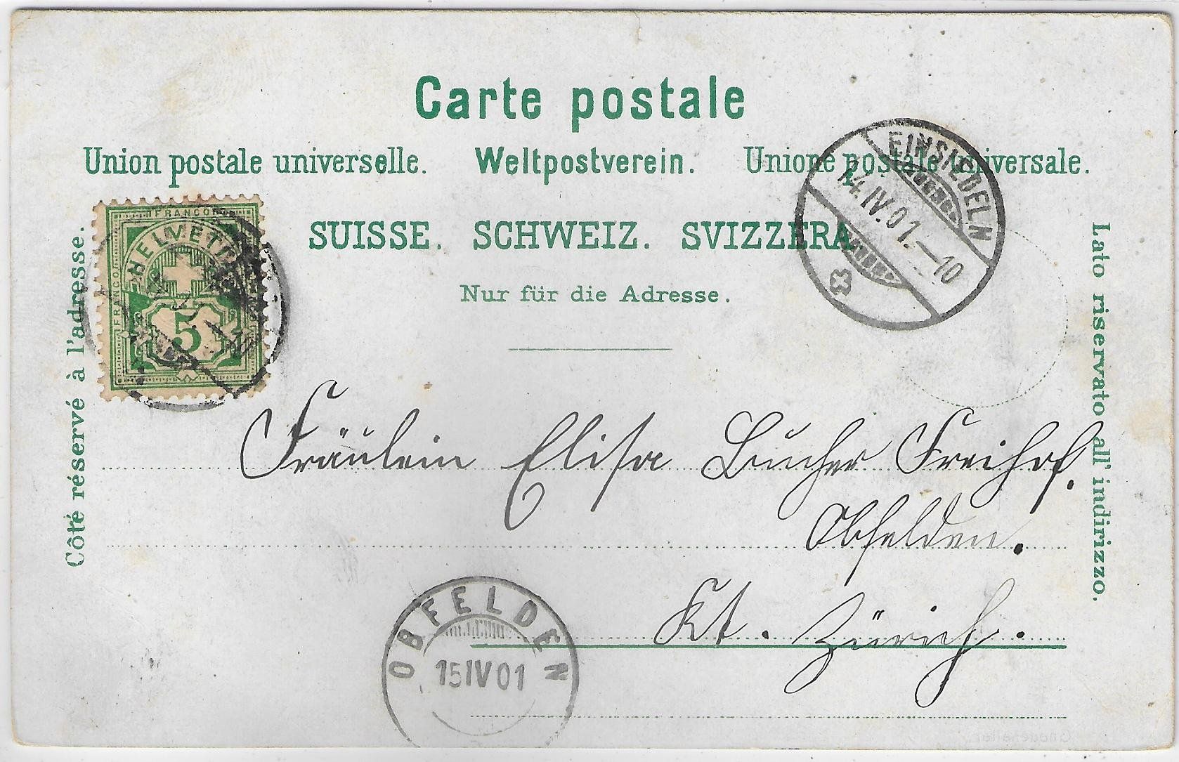 Cartoline postali: Souvenir d' Einsiedeln - Litho 1901 – Usato da Ettingen venduto da Kartenplanet 1