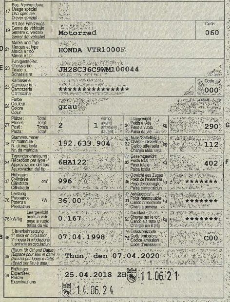 Honda Strada: Honda VTR 1000F – Usato da Unterlangenegg venduto da vitas 5