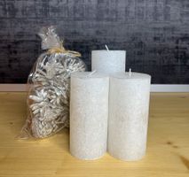 Set white candles plus silver pineapples - New!