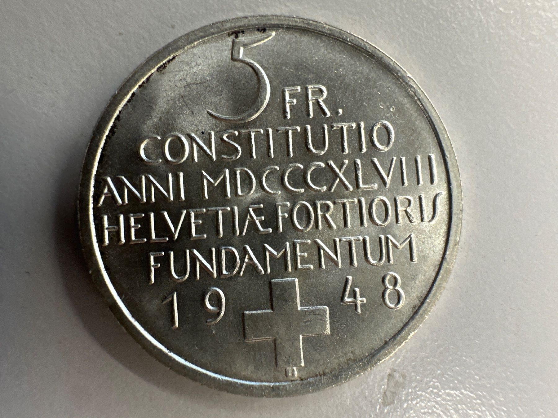 Tutti le monete: 5 Fr. Silber Schweiz Verfassung 1948 – Usato da Herisau venduto da herau 1