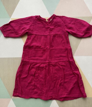 Pinkes Kleid Gr. 104, Musselin 100% Bio Baumwolle