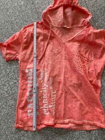 Kapuzen-Bluse/-Shirt aus Leinen&BW Gr. S-M