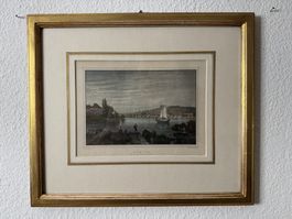 Zürich von der Enge – Kolorierter Stahlstich nach Rohbock
