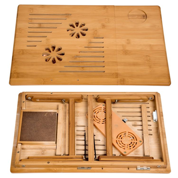 TELE WELT Bambus-Falttisch - Höhenverstellbar & Neigbar