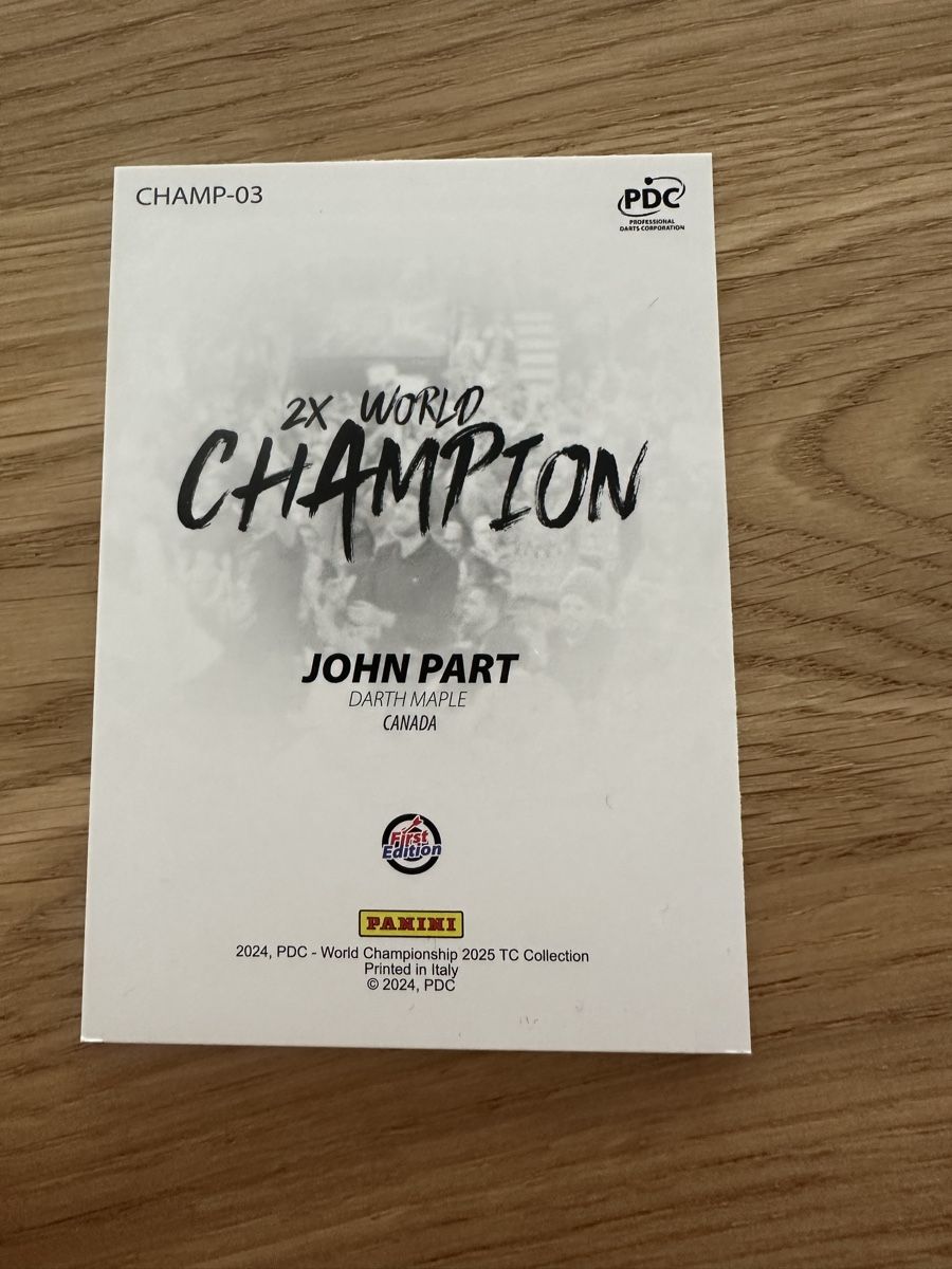 Panini Sammelbilder & Trading cards: John Part, Panini Champion Karte, PDC – Neu (gemäss Beschreibung) aus Sempach von soj_rk95 1