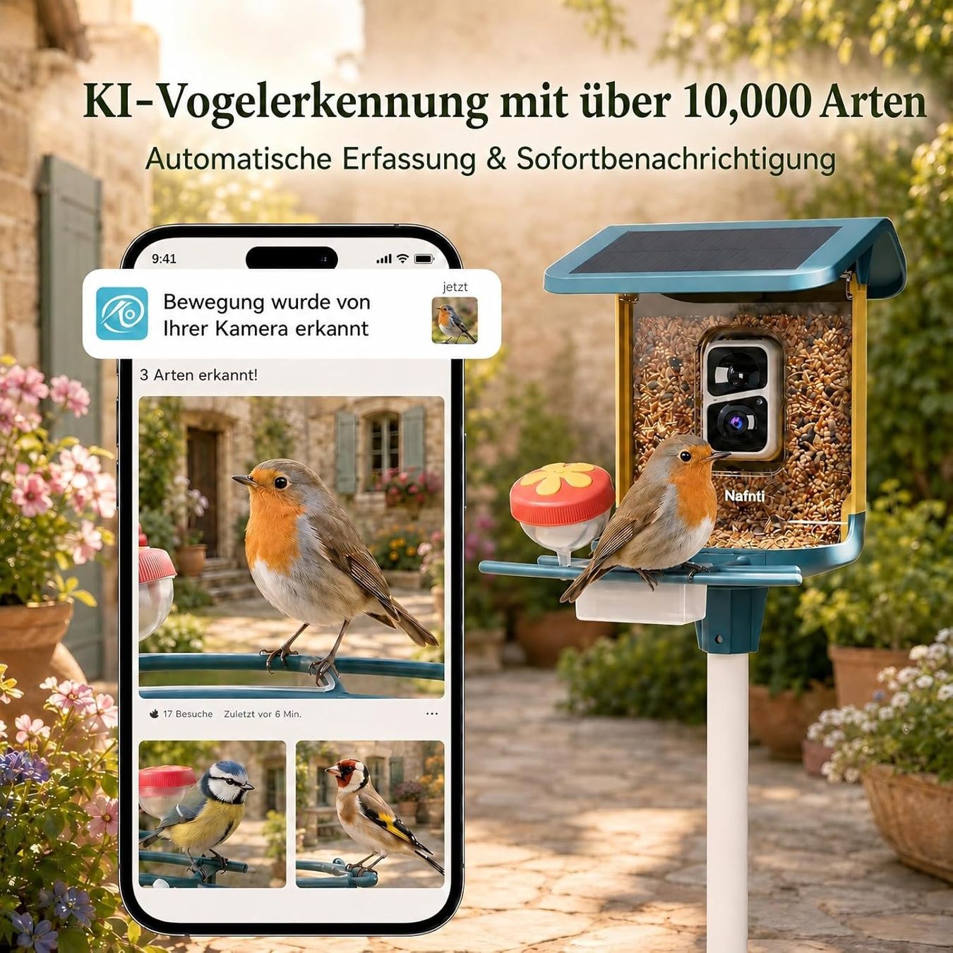 Casette per uccelli: Vogelhaus mit Kamera Solar 2K HD KI Vogelerkennung – Nuovo e nell'imballaggio originale da Dietikon venduto da Abverkauf10 2
