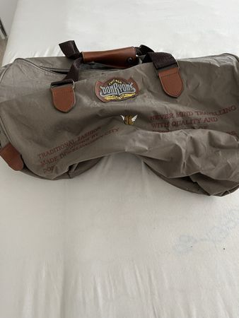 Reisetasche Donkey.ch graubraun mit Lederapplikationen gut e