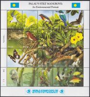 1989, Zierbogen aus PALAU mit Tiere und Pflanzen postfrisch.
