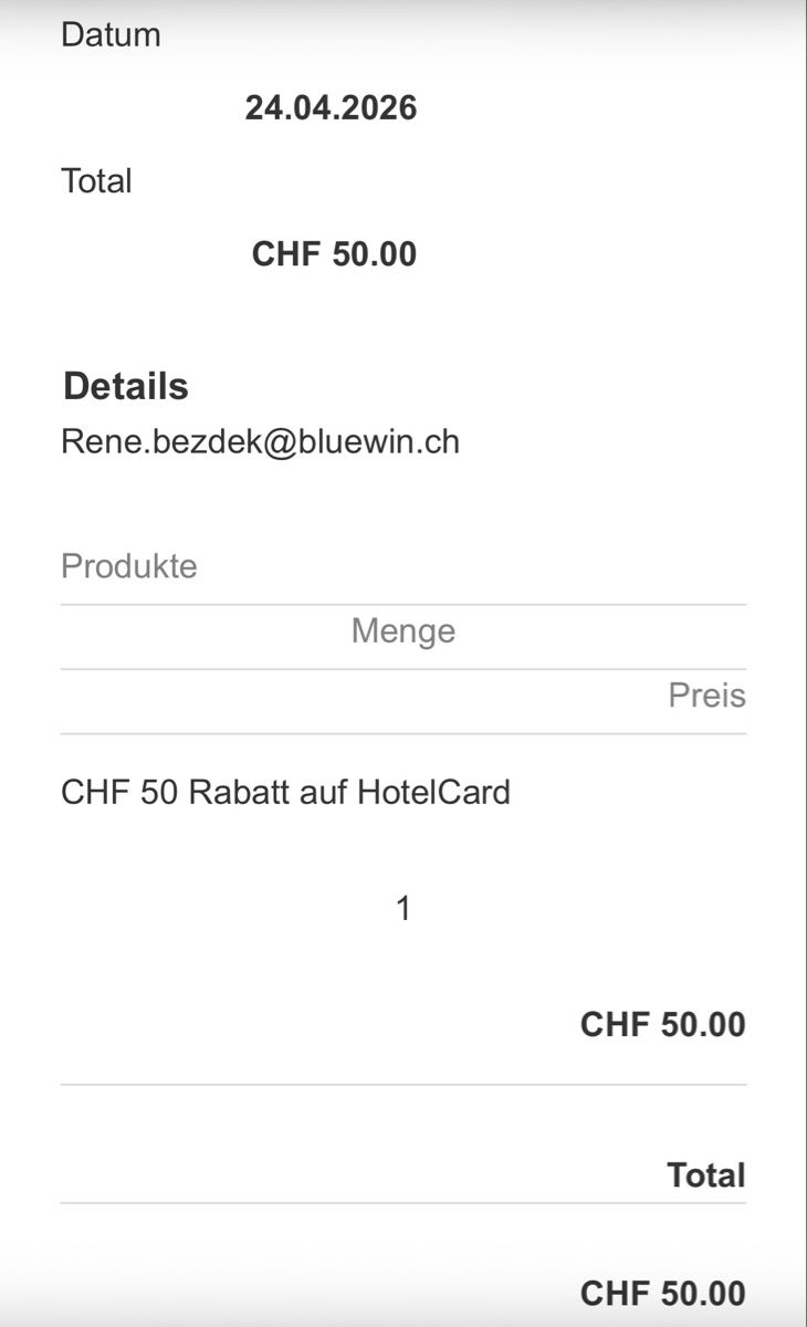 Buoni: Wertgutschein Hotelcard Fr. 50.00 – Nuovo e nell'imballaggio originale da Grellingen venduto da bezi2000